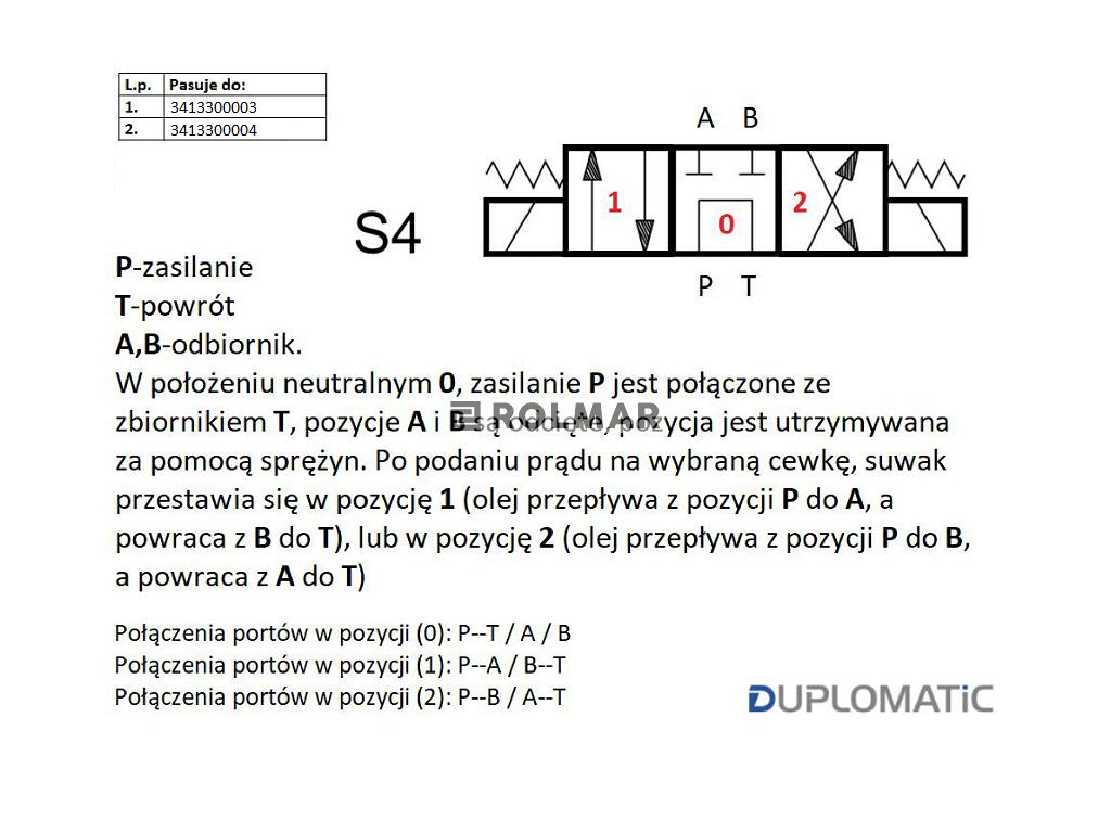 Rozdzielacz (elektrozawór NG 10) suwak "n" DL5-S4/10N-D24K1 24VDC (cewka x 2) Compact 320bar. 125l/min Duplomatic