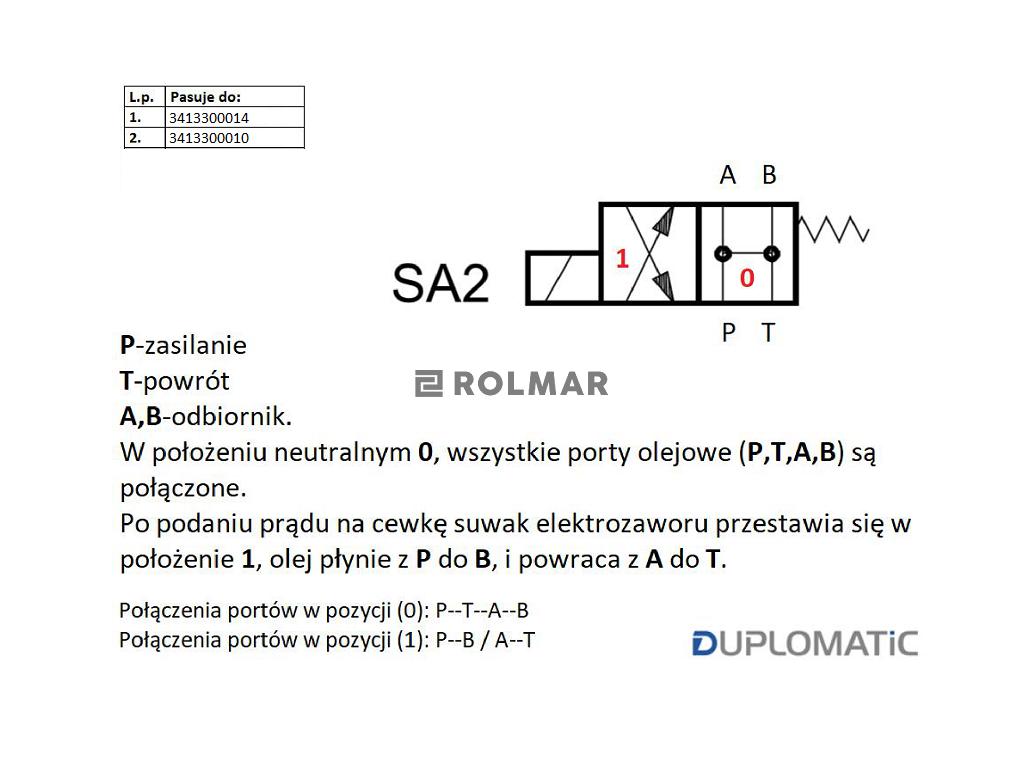 Rozdzielacz (elektrozawór NG 10) DL5-SA2/10N-D24K1 24VDC (cewka x 1) Compact 320bar. 125l/min Duplomatic