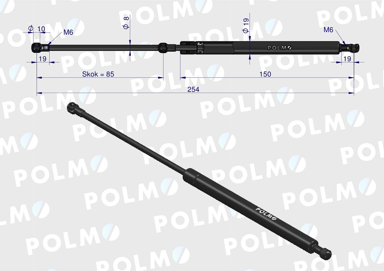 Siłownik L max. 254mm 3900790M91P MASSEY FERGUSON POLMO