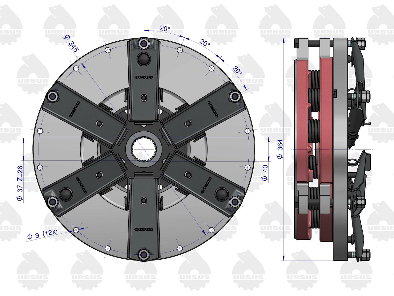 Sprzęgło dwustopniowe kompletne C-330 ORYGINAŁ URSUS