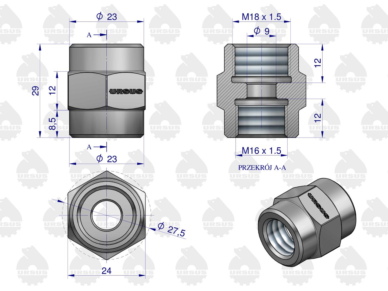 Redukcja kranu paliwa 42310190 C-328 ORYGINAŁ URSUS