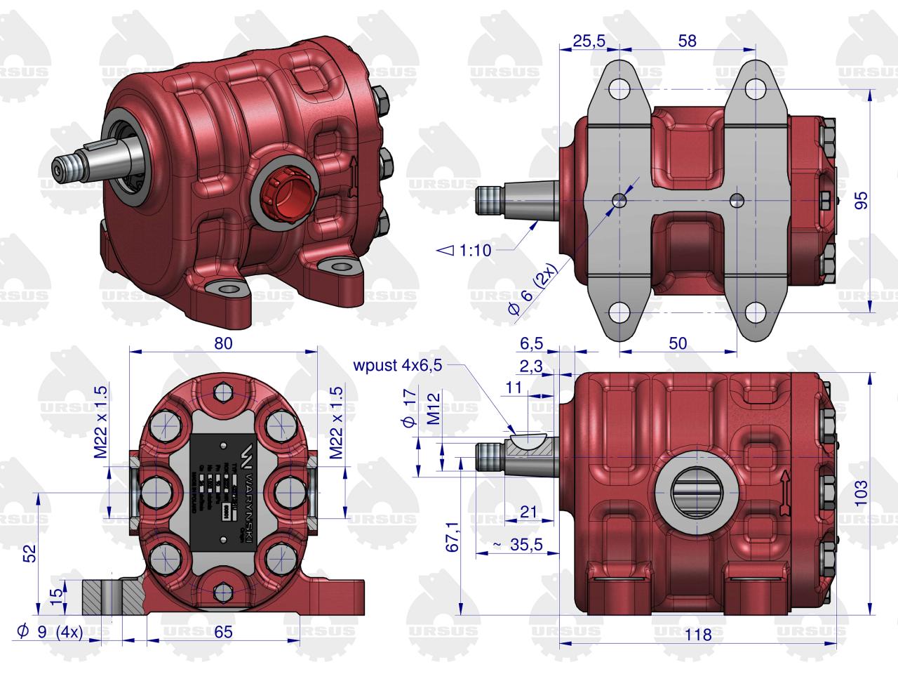 Pompa hydrauliczna PZ18AT podnośnika wzmocniona 23 l/min C-330 ORYGINAŁ URSUS