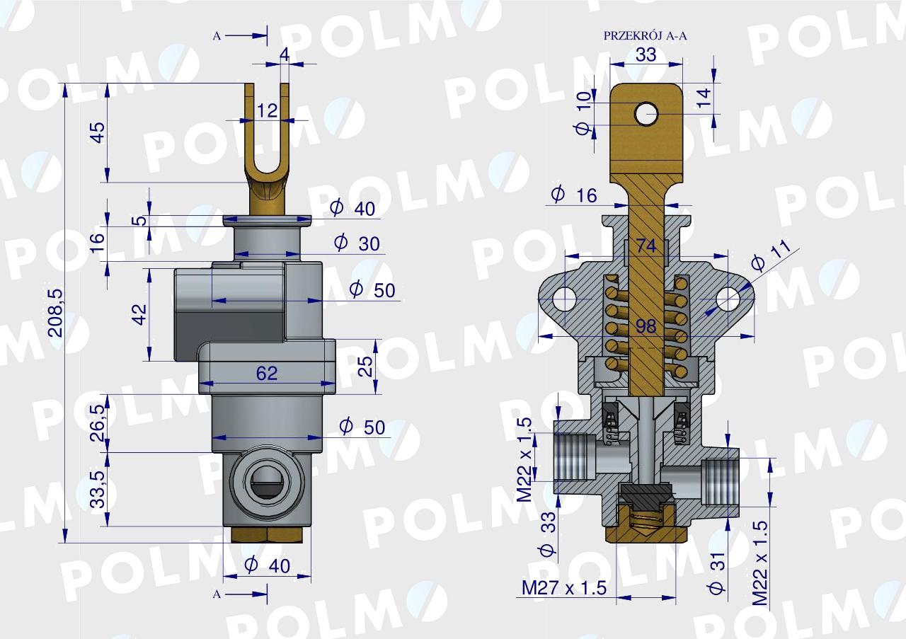 Zawór hamulcowy 42480160. 42481161 C-330 POLMO