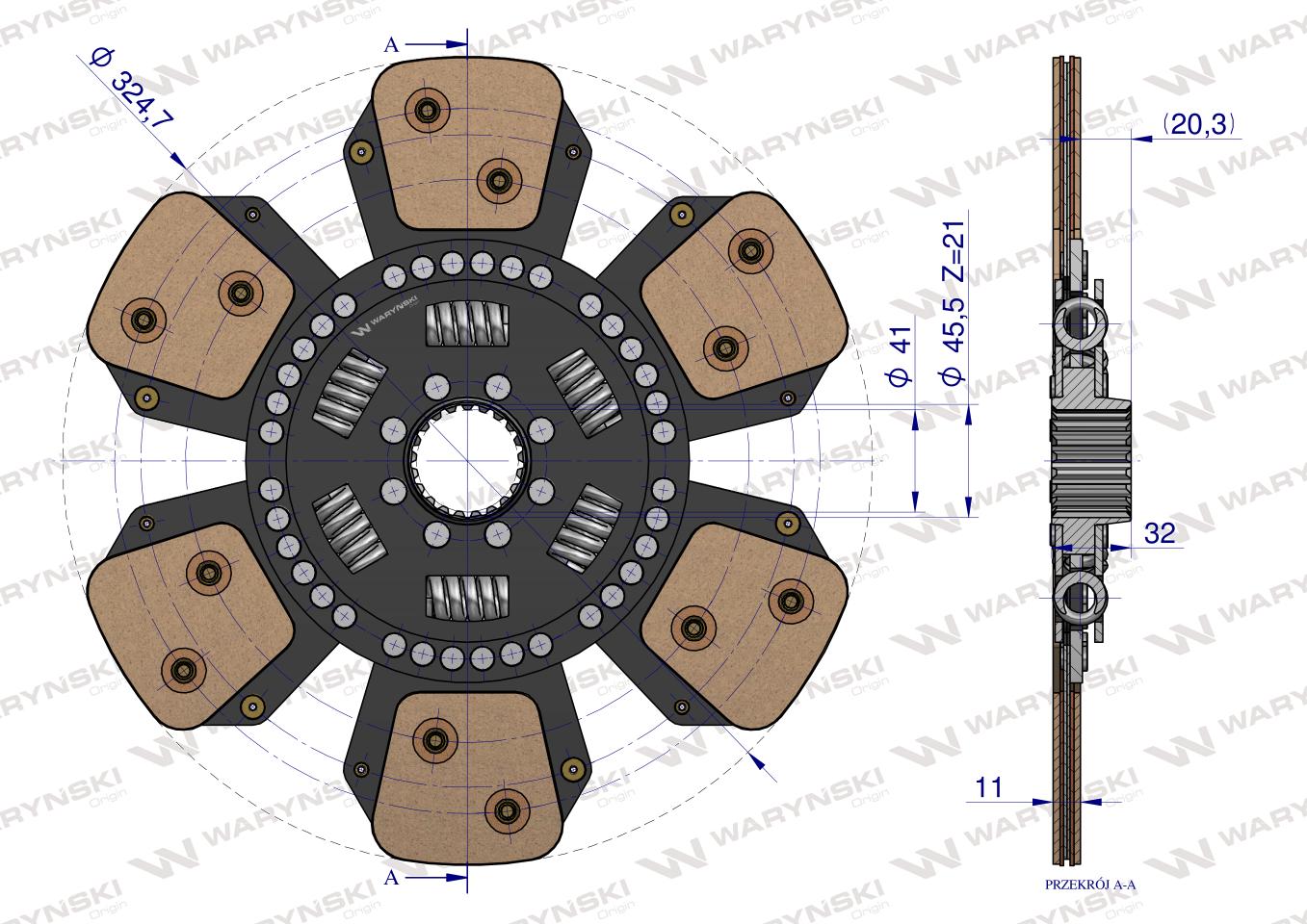 Tarcza sprzęgła ceramiczna  Deutz 4401834 WARYŃSKI
