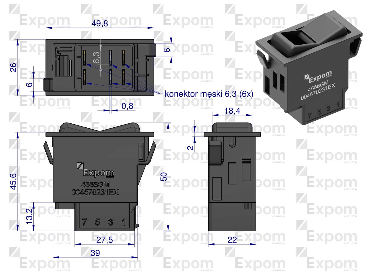 Włącznik przechylny podnoszenie / opuszczanie (przycisk) EXPOM KWIDZYN eu