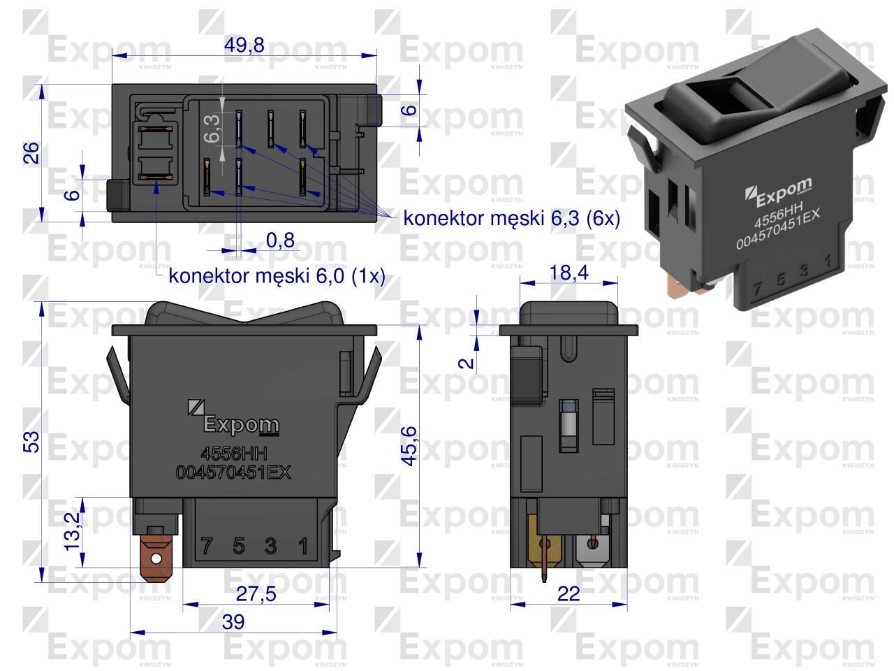 Włącznik przechylny światło awaryjne (blokada) Case IH EXPOM KWIDZYN eu
