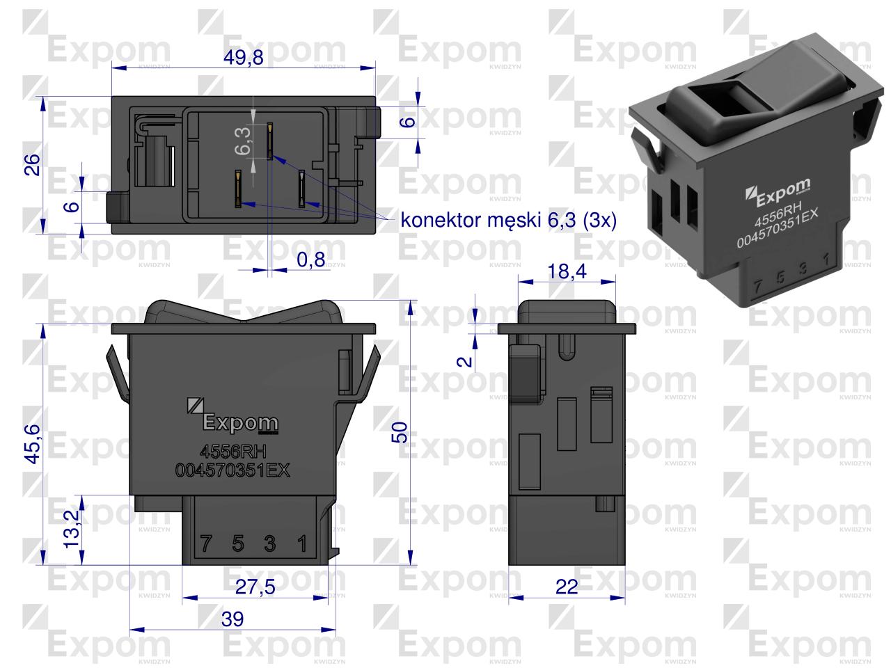 Włącznik przechylny (włącznik wielofunkcyjny) blokada uniwersalny Fendt EXPOM KWIDZYN eu