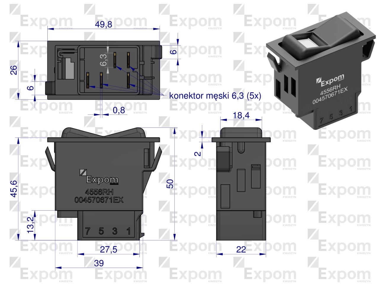 Włącznik przechylny światło drogowe (blokada) Deutz-Fahr EXPOM KWIDZYN eu