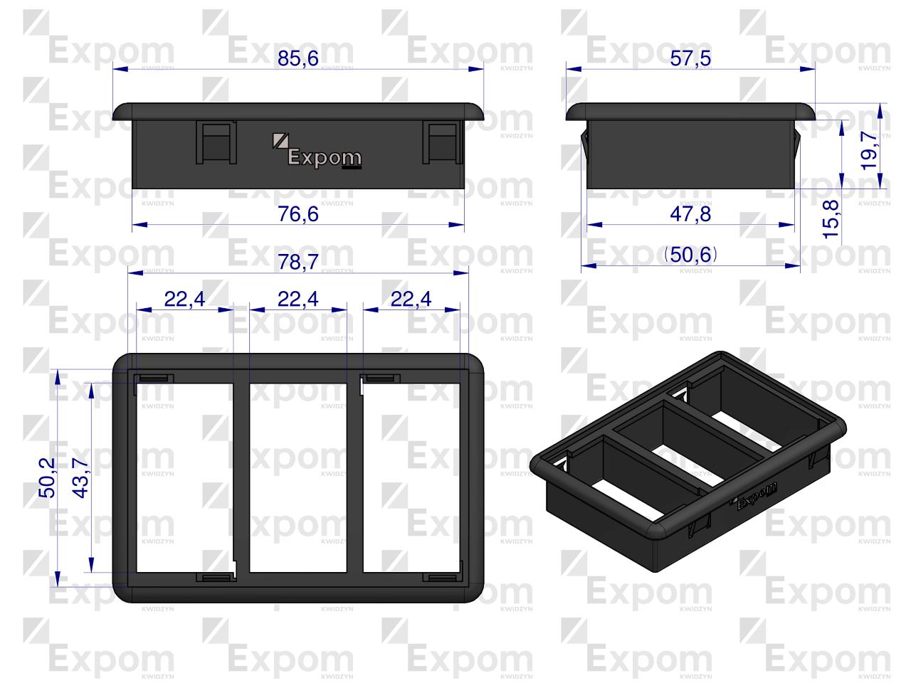 Listwa montażowa czarna trójdzielna  EXPOM KWIDZYN eu