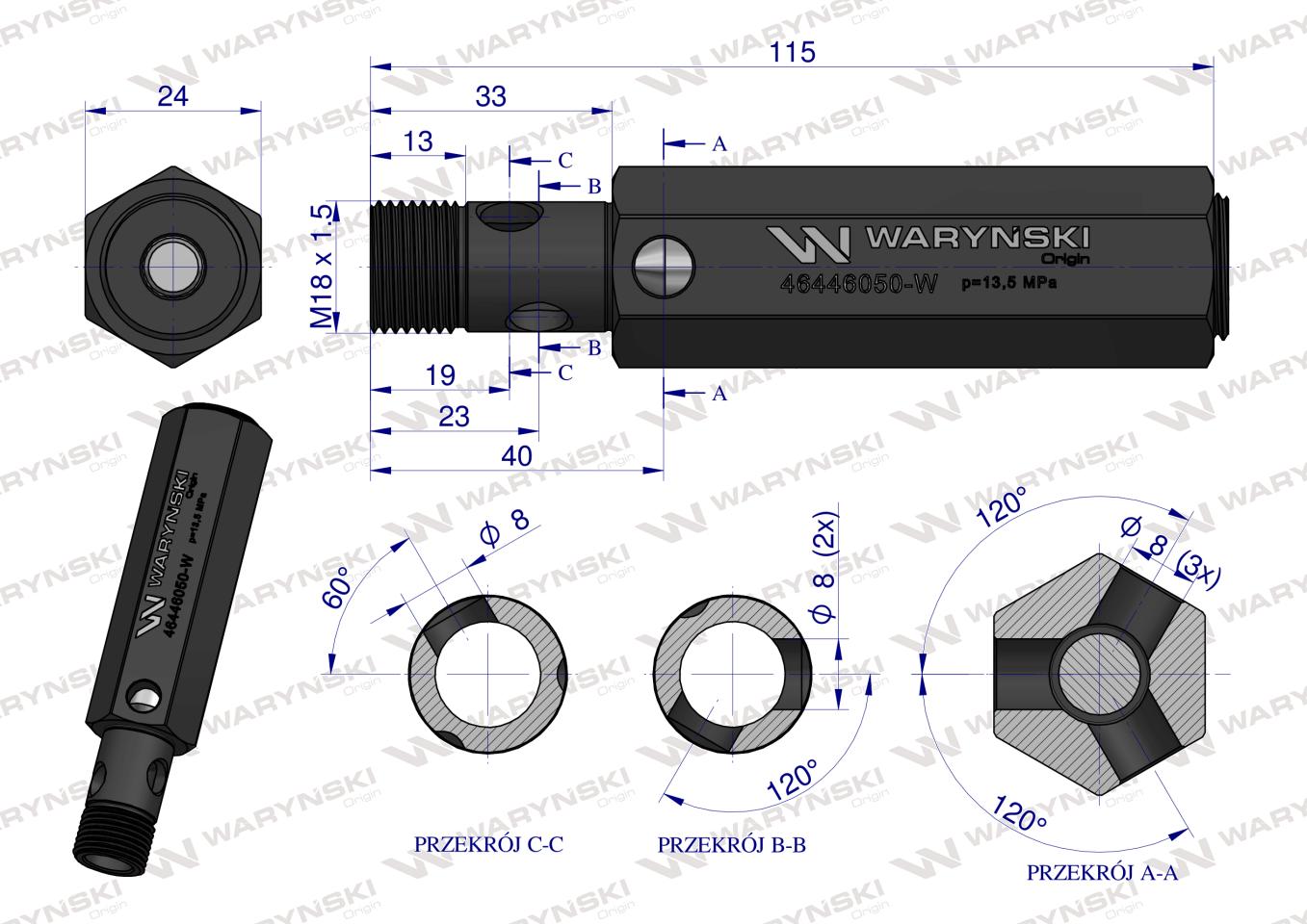 Zawór bezpieczeństwa do  pompy hydraulicznej do C-360 (żeliwnej) WARYŃSKI