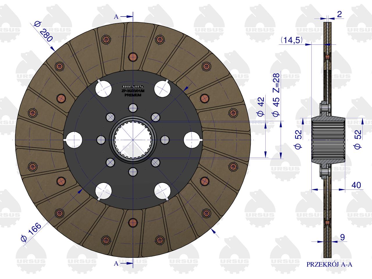Tarcza sprzęgła napędu przekaźnika II stopnia 951106. 69011169 C-360 PREMIUM ORYGINAŁ URSUS