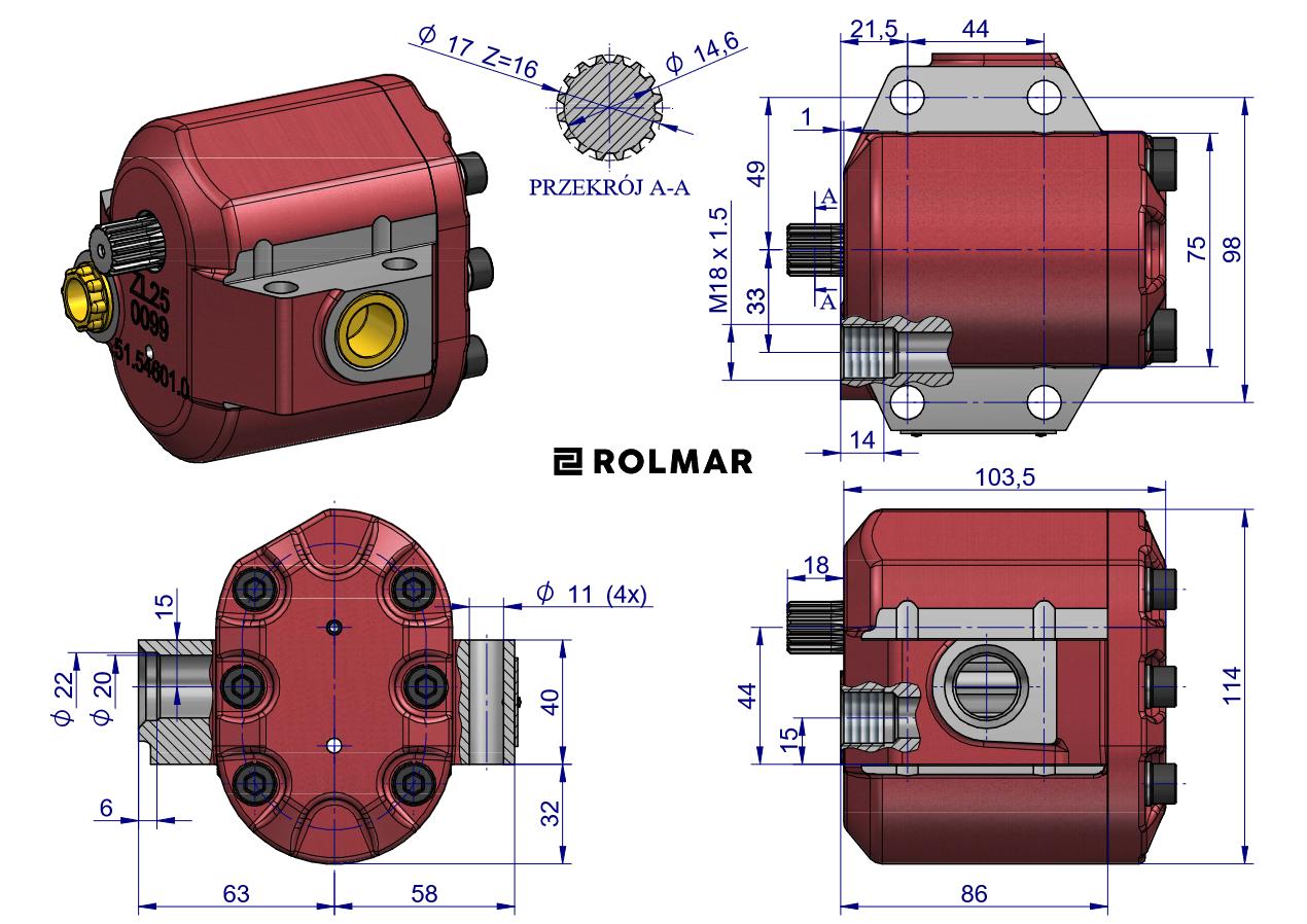 Pompa hydrauliczna podnośnika wzmocniona C-360 Hylmet
