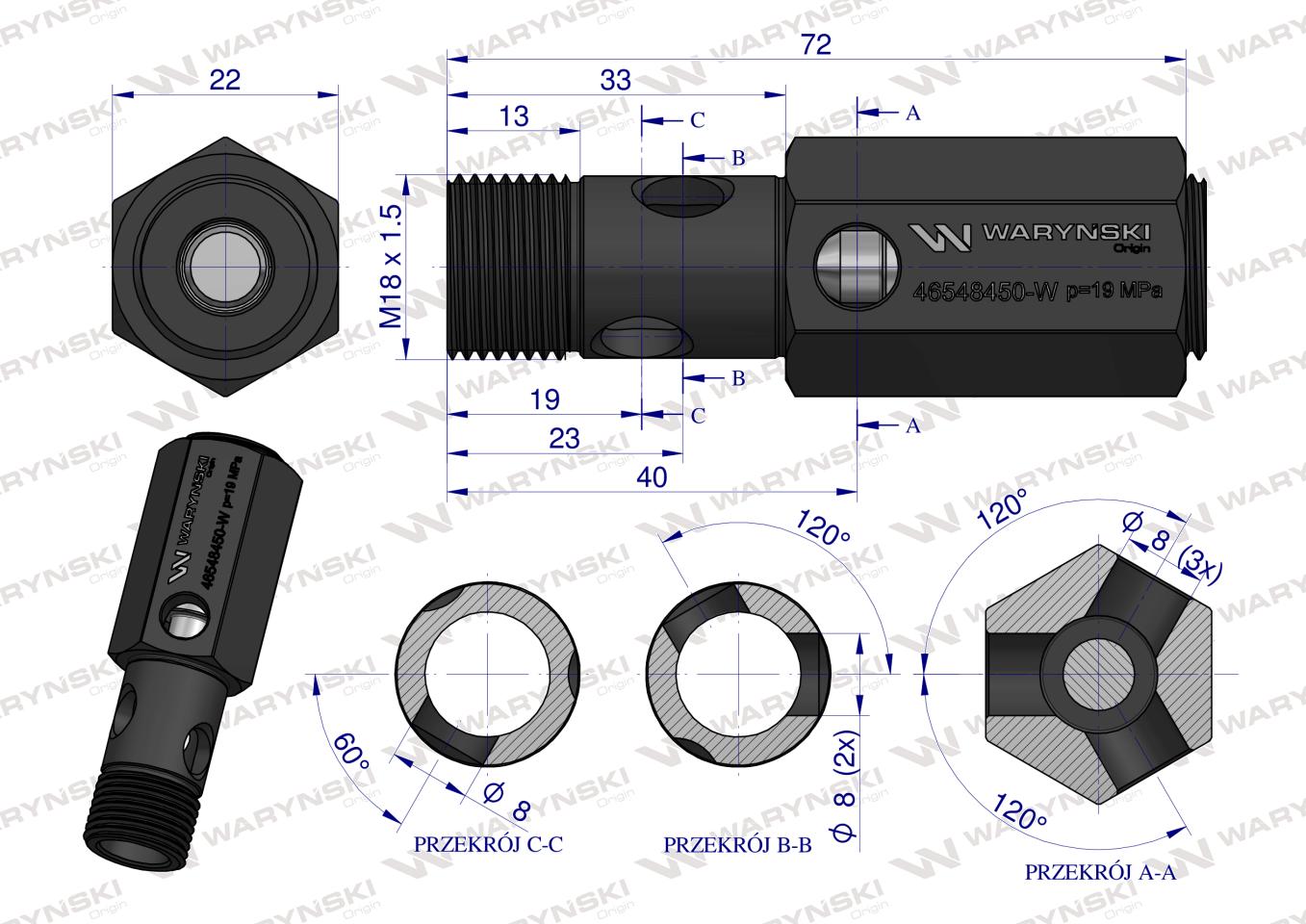 Zawór bezpieczeństwa cylindra hydraulicznego do C-360 WARYŃSKI