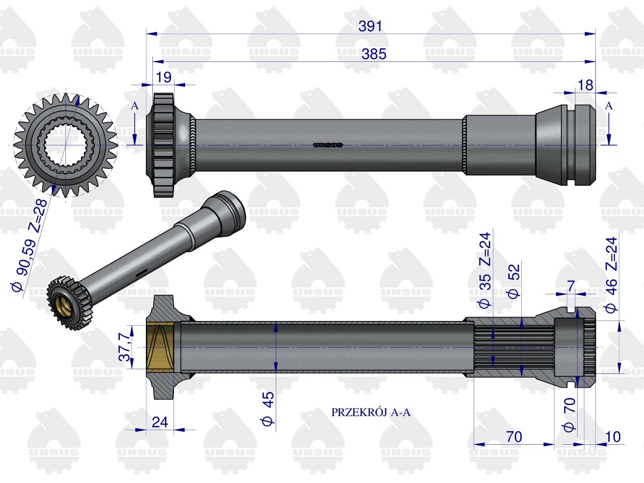 Tuleja napędu pompy hydraulicznej C-360 ORYGINAŁ URSUS