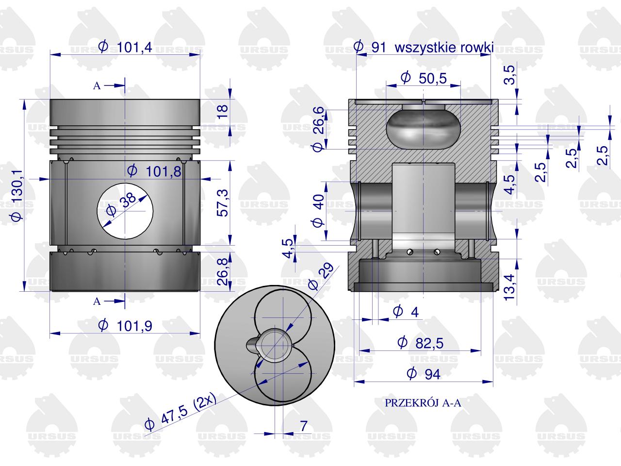 Zestaw naprawczy silnika C-330 (komplet) ORYGINAŁ URSUS