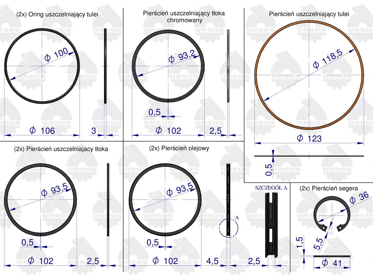 Zestaw naprawczy silnika C-330 (komplet) ORYGINAŁ URSUS