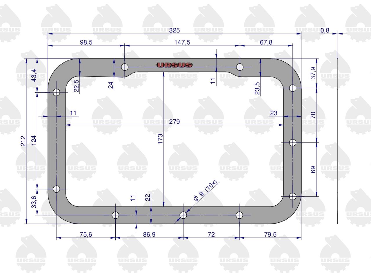 Uszczelka pokrywy górnej skrzyni biegów krążelit 0.8mm C-330 ( sprzedawane po 5 ) ORYGINAŁ URSUS