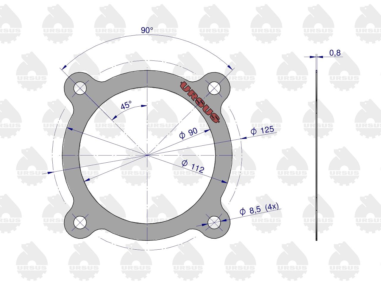 Uszczelka pokrywy łożyska sprzęgła krążelit 0.8mm C-330 ( sprzedawane po 10 ) ORYGINAŁ URSUS