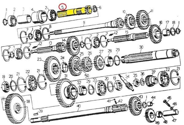 Wałek napędu przekaźnika mocy WOM ( sprzęgła 2-stopień) C-330 ORYGINAŁ URSUS