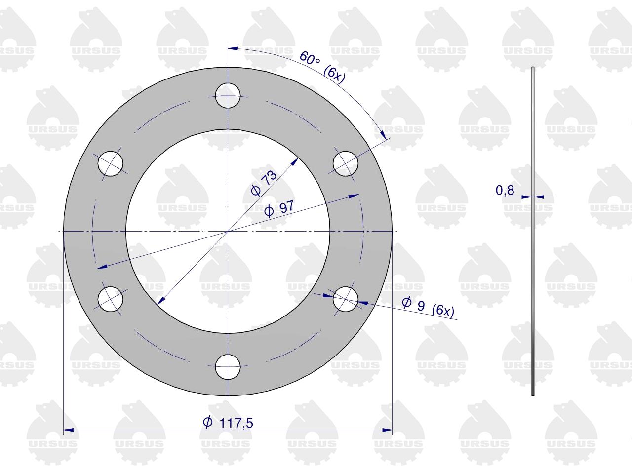 Uszczelka pokrywy WOM krążelit 0.8mm C-330 ( sprzedawane po 10 ) ORYGINAŁ URSUS
