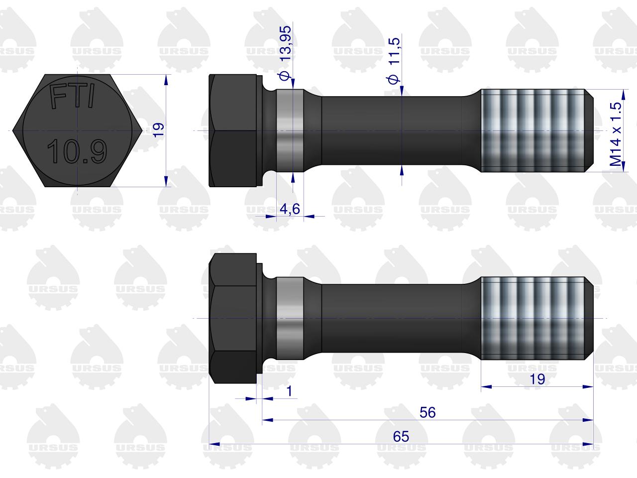 Śruba korbowodu C-330 50100700 ORYGINAŁ URSUS (sprzedawane po 10 szt )