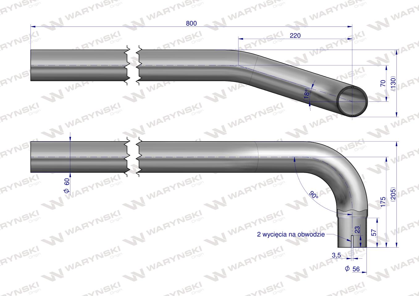 Rura do tłumika 5040390070.1p prosta bizon INOX Waryński