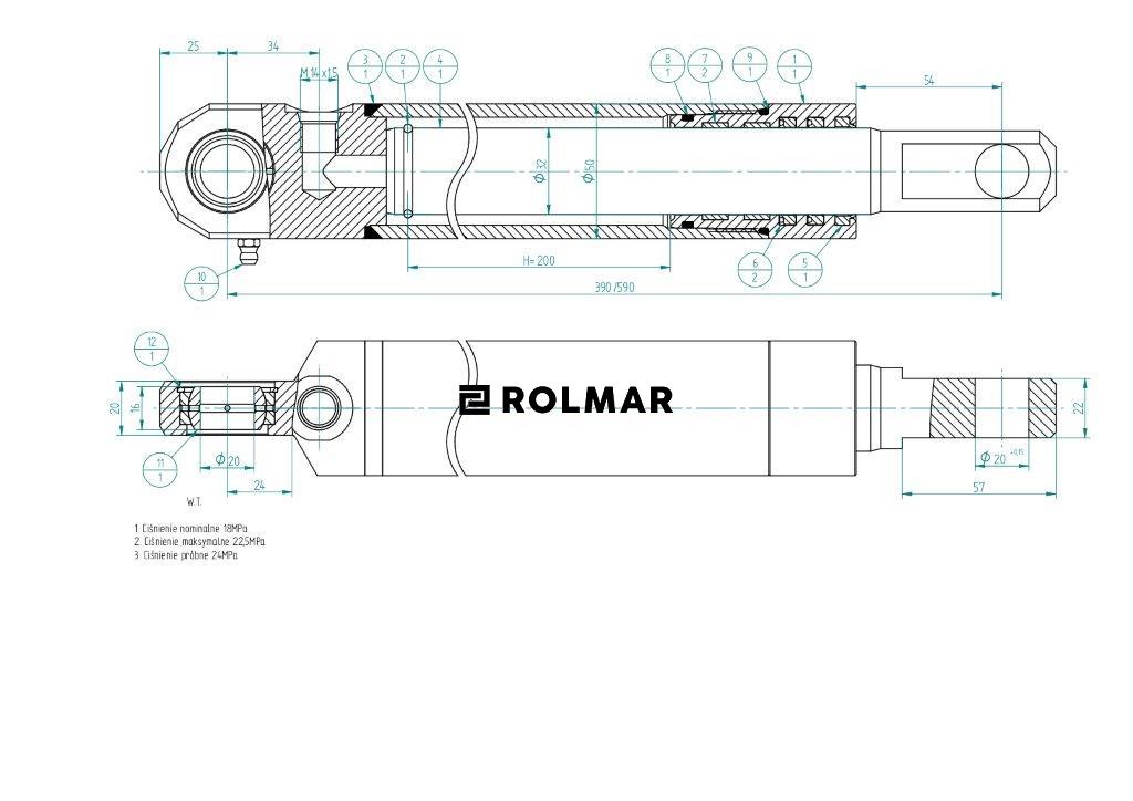 Cylinder podnoszenia motowideł CN2E-32/200B Bizon
