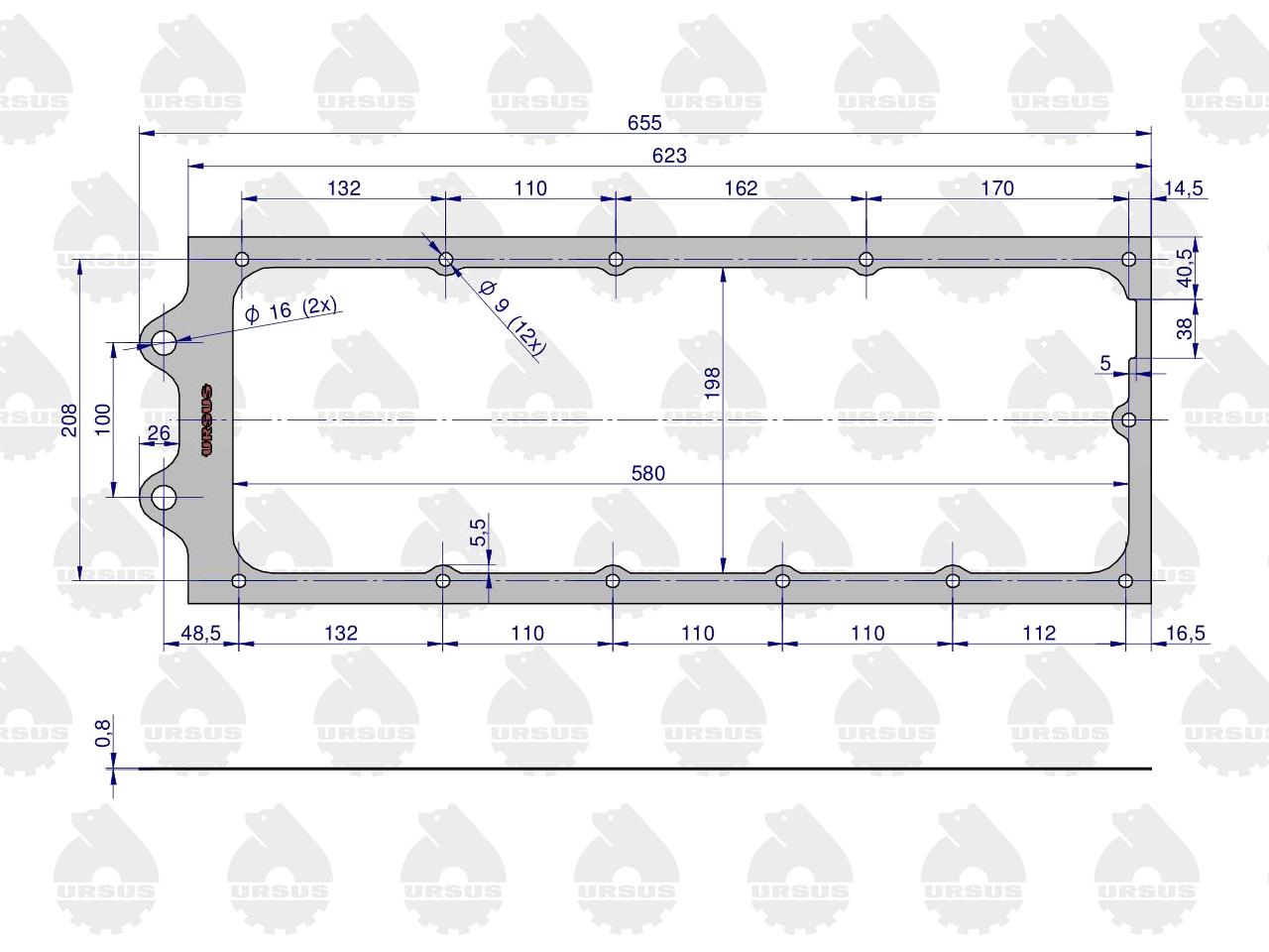 Uszczelka pokrywy górnej skrzyni biegów krążelit 0.8mm C-360 ( sprzedawane po 5 ) ORYGINAŁ URSUS