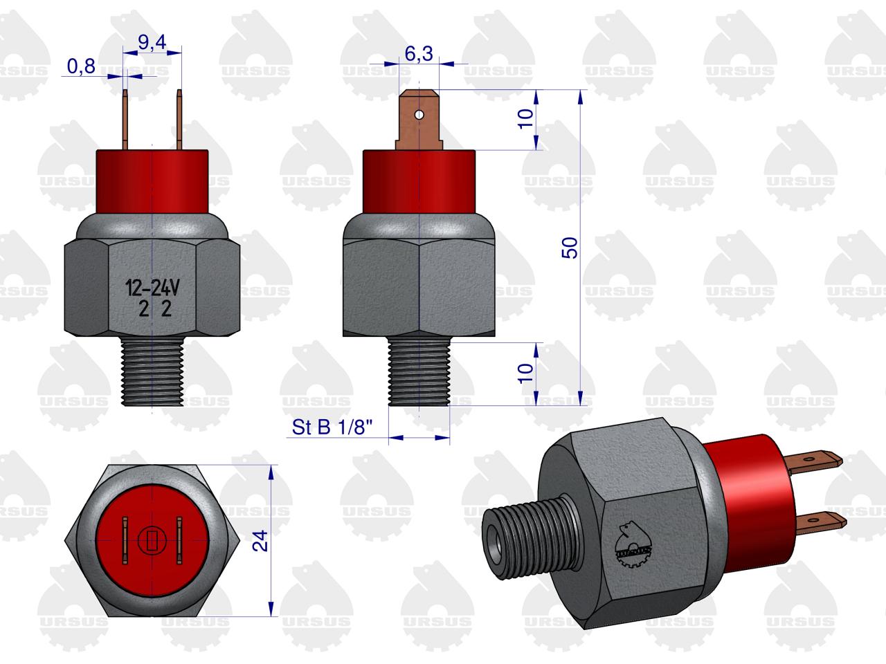 Hydrauliczny włącznik światła, czujnik STOP (płaskie) C-360 ORYGINAŁ URSUS