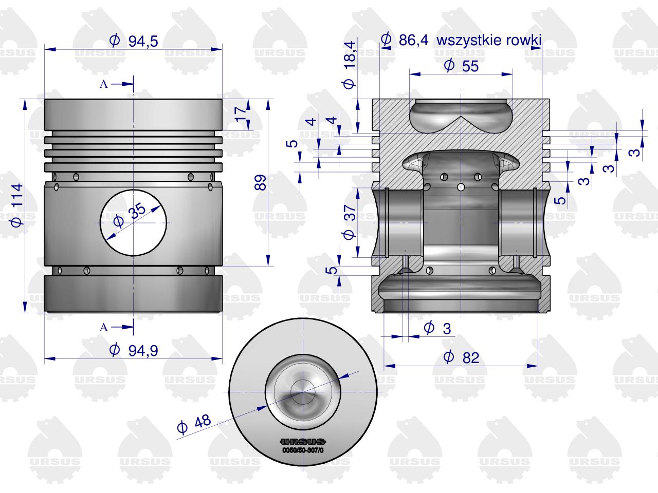 Zestaw naprawczy silnika 55110018 950116 C-360 (komplet) ORYGINAŁ URSUS