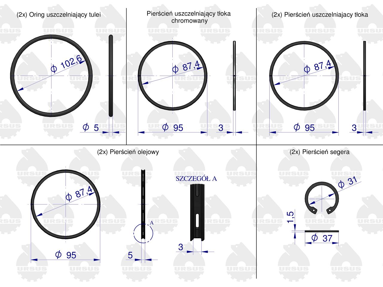 Zestaw naprawczy silnika 55110018 950116 C-360 ORYGINAŁ URSUS