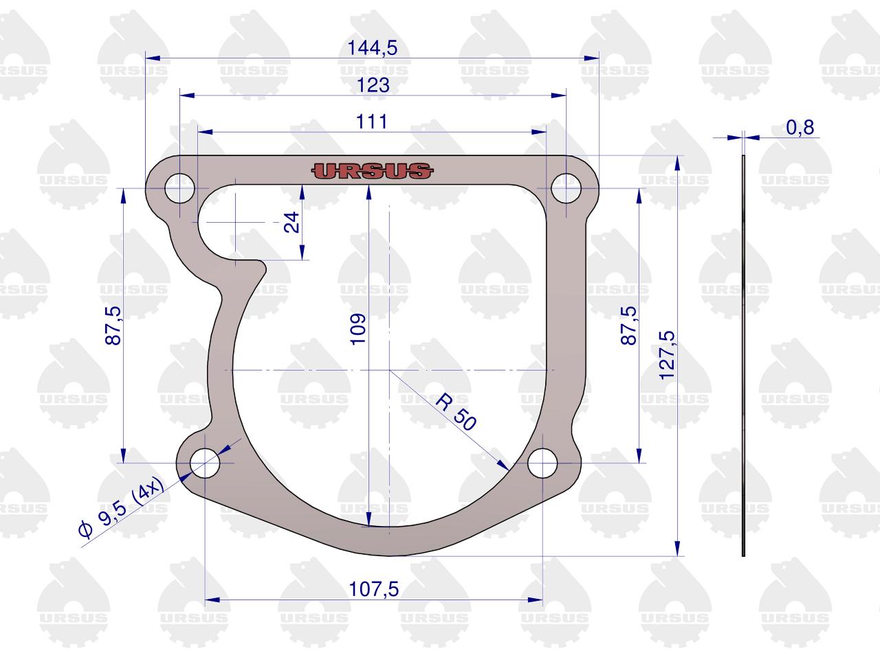 Uszczelka pompy wodnej 950613 krążelit 0.8mm C-360 Zetor ( sprzedawane po 10 ) ORYGINAŁ URSUS