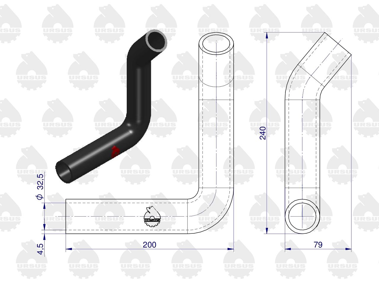 Rura ssąca - przewód gumowy 951306 C-360/Zetor (rura wody) ORYGINAŁ URSUS