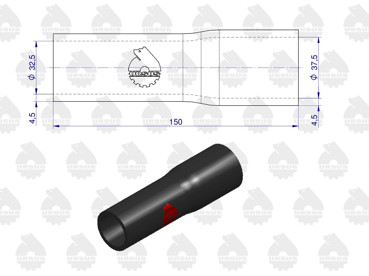Przewód gumowy zbrojony płótnem 951314 C-360/Zetor (rura wody) ORYGINAŁ URSUS