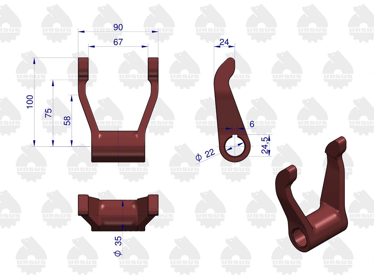 Widełki wyłączające łożysko oporowe sprzęgła C-360 ORYGINAŁ URSUS