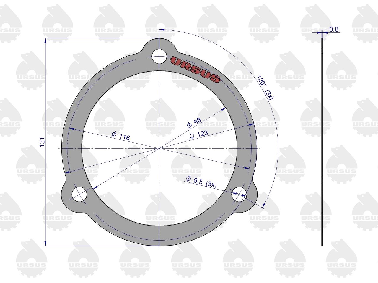 Uszczelka pokrywy tylnej zwolnicy krążelit 0.8mm C-360 ( sprzedawane po 10 ) ORYGINAŁ URSUS