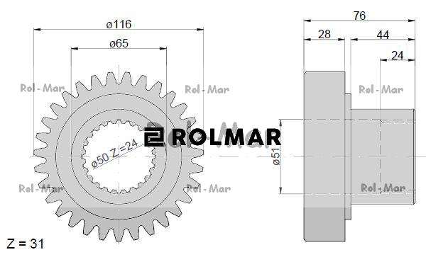 koło III biegu główne Bizon Rekord