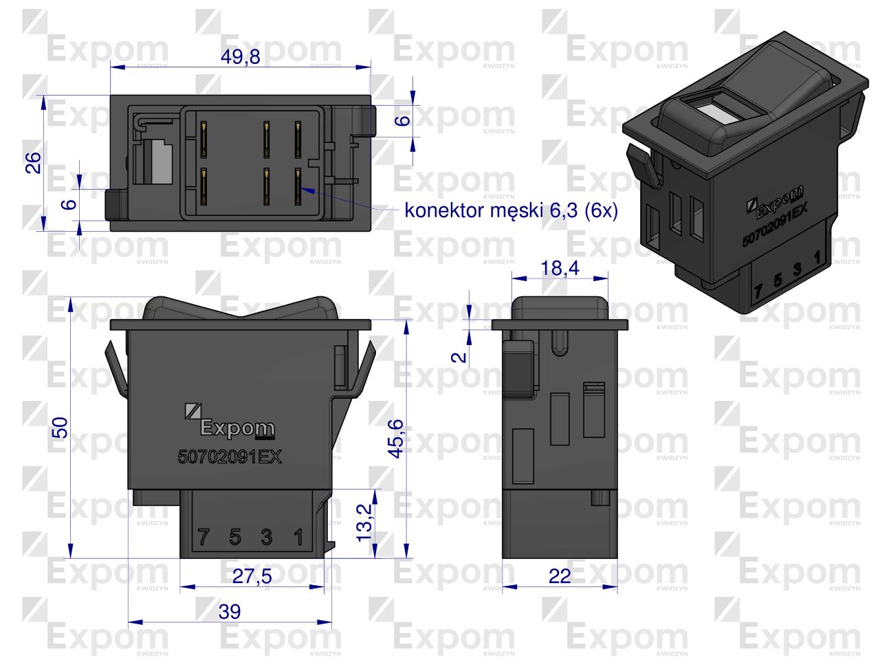 Włącznik przechylny do wbudowania Case IH  EXPOM KWIDZYN eu