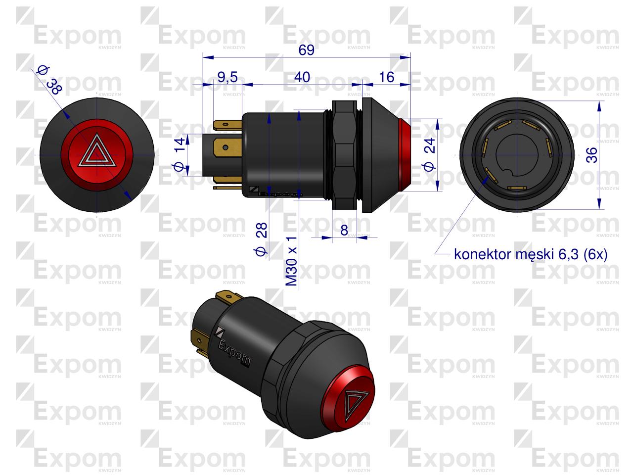 Wyłącznik świateł awaryjnych Deutz-Fahr EXPOM KWIDZYN eu