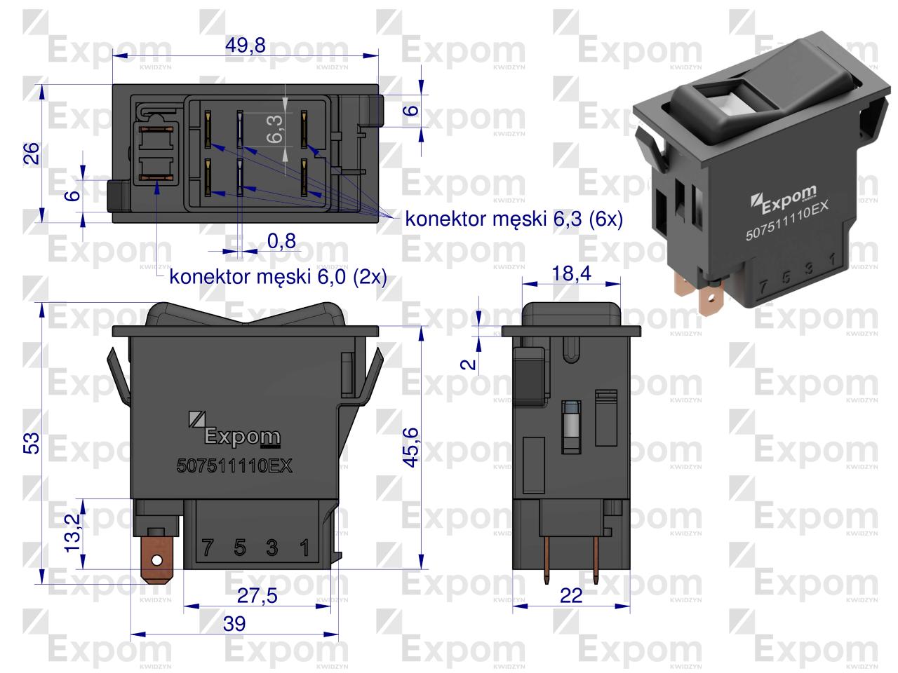 Włącznik przechylny do blokady mechanizmu różnicowego Deutz-Fahr EXPOM KWIDZYN eu