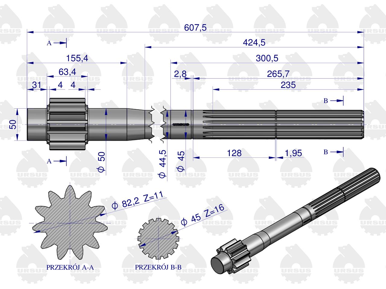 Półoś 11 zębów C-360 ORYGINAŁ URSUS