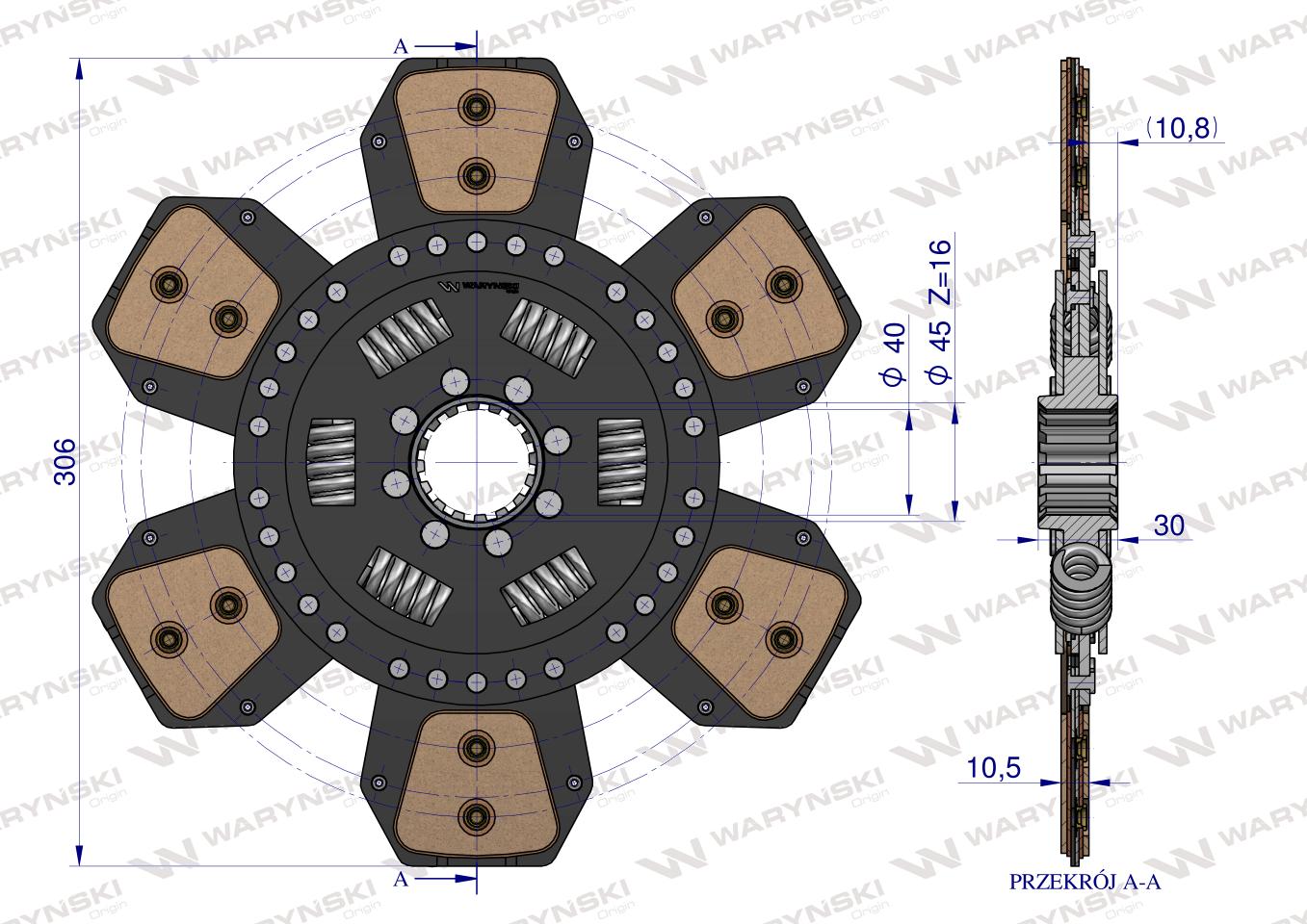 Tarcza sprzęgła ceramiczna Case New Holland Fiat Ford 5092805 WARYŃSKI