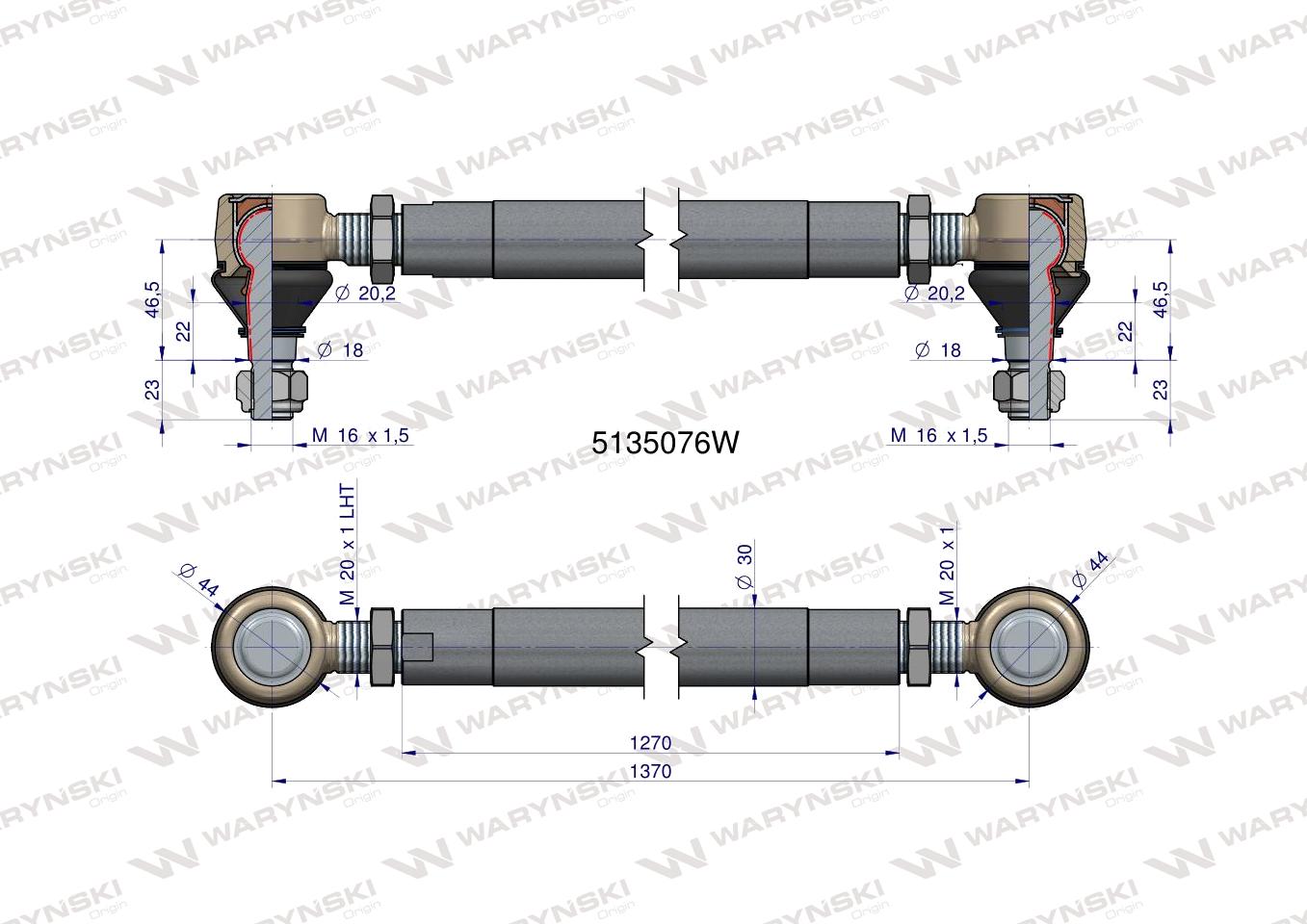 Drążek kierowniczy 1370mm 5135076 WARYŃSKI
