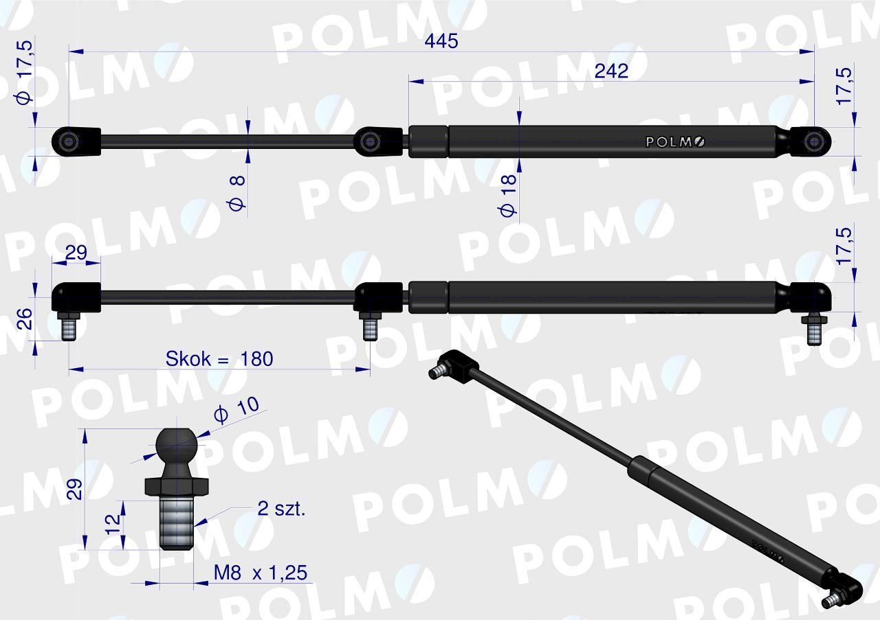 Siłownik podnoszenia maski New Holland 5177277 POLMO