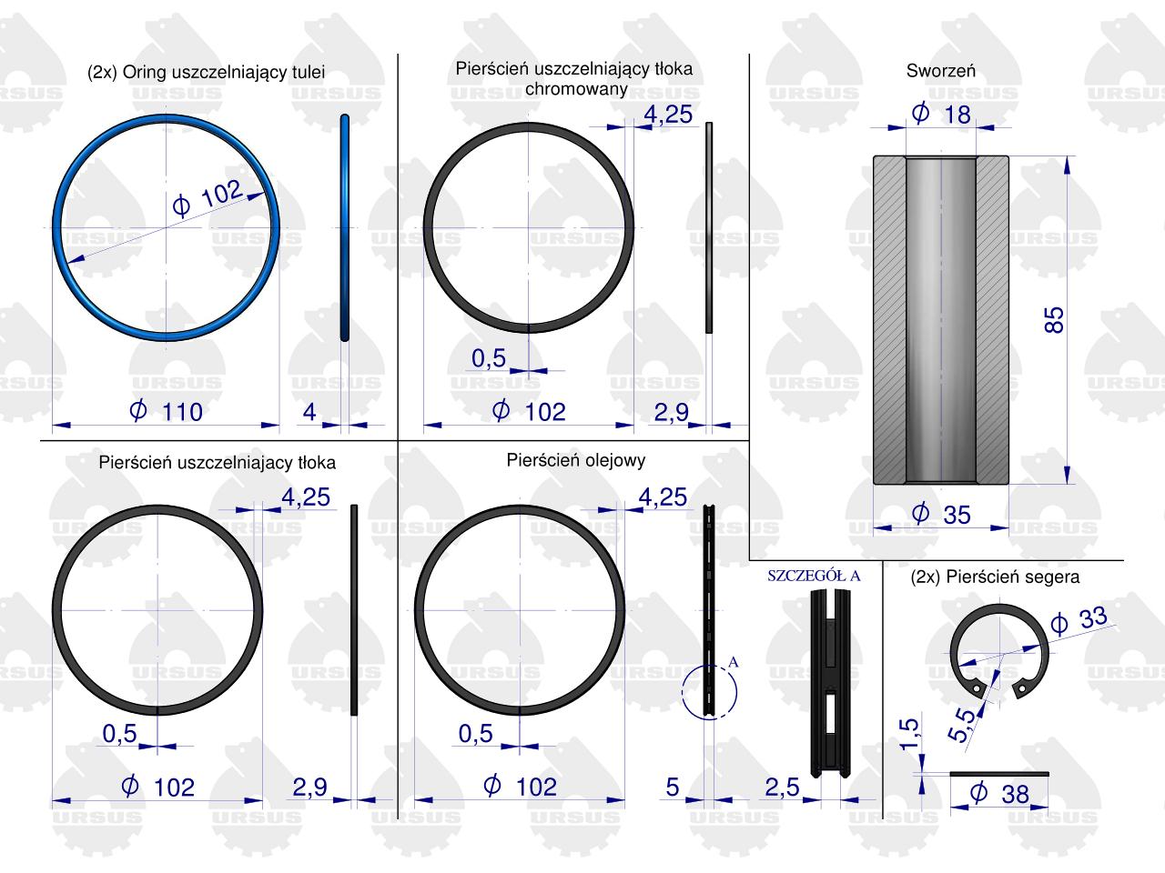 Zestaw naprawczy silnika 102/3 komora 54mm 72010303 ZETOR ORYGINAŁ URSUS