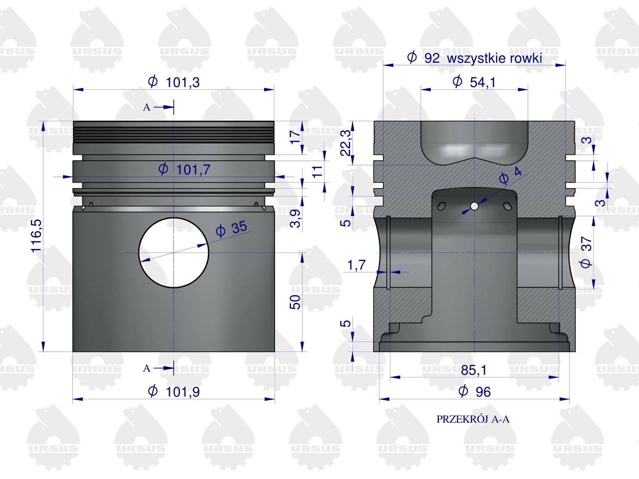 Zestaw naprawczy silnika 102/3 komora 54mm 72010303 ZETOR ORYGINAŁ URSUS