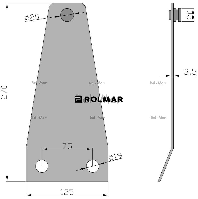 Trzymak noża kosiarka rotacyjna czeska 95036401 5089040060