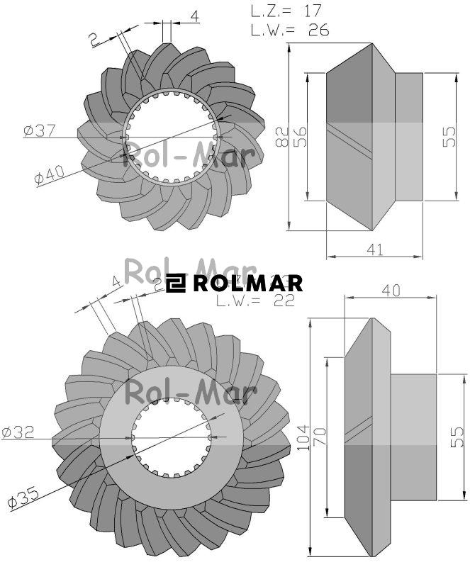 Para kół stożkowych E93125005 Kosiarka Czeska 508905051