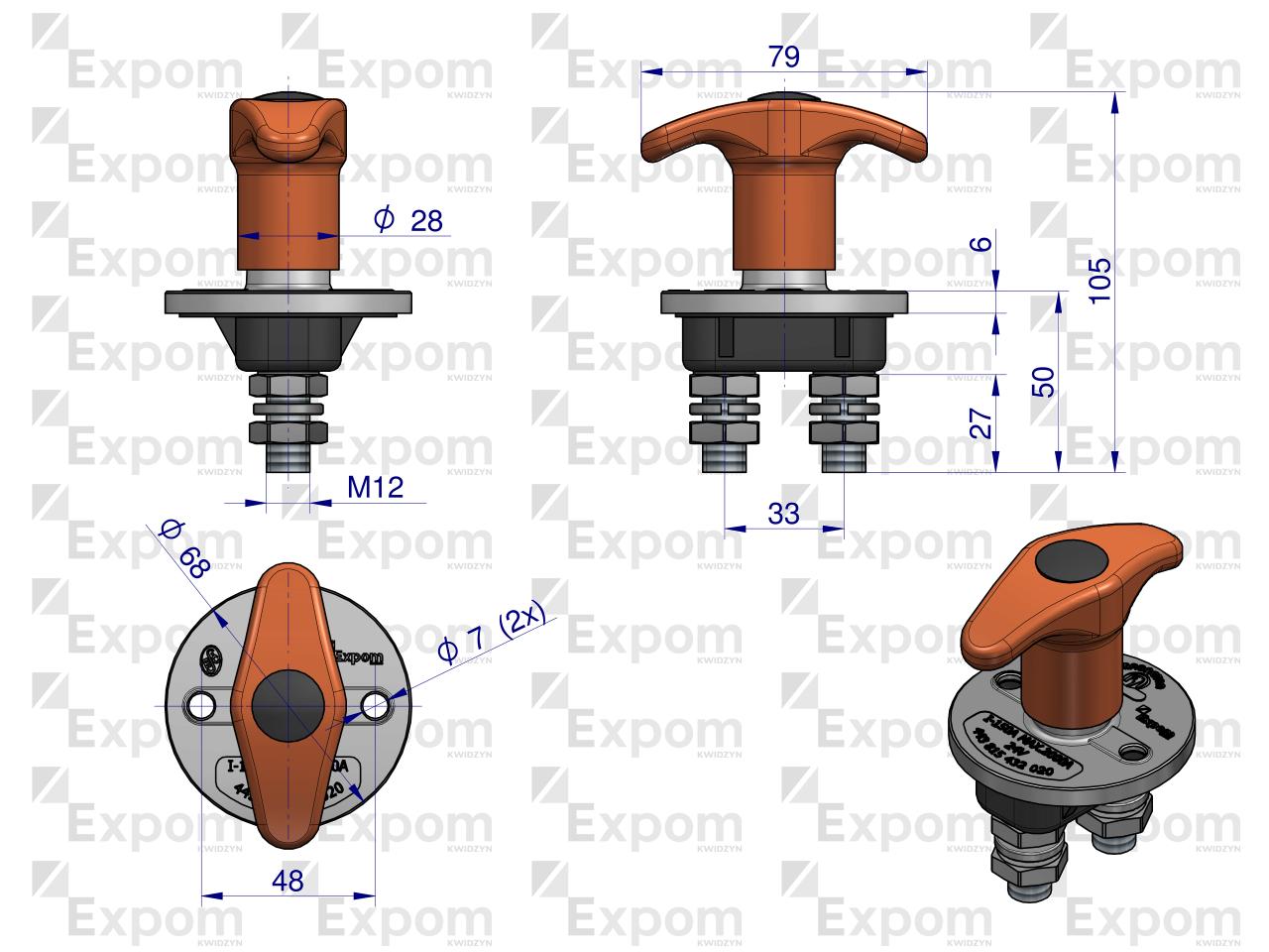 Odłącznik 12/24V 150A M12 53350934 EXPOM KWIDZYN