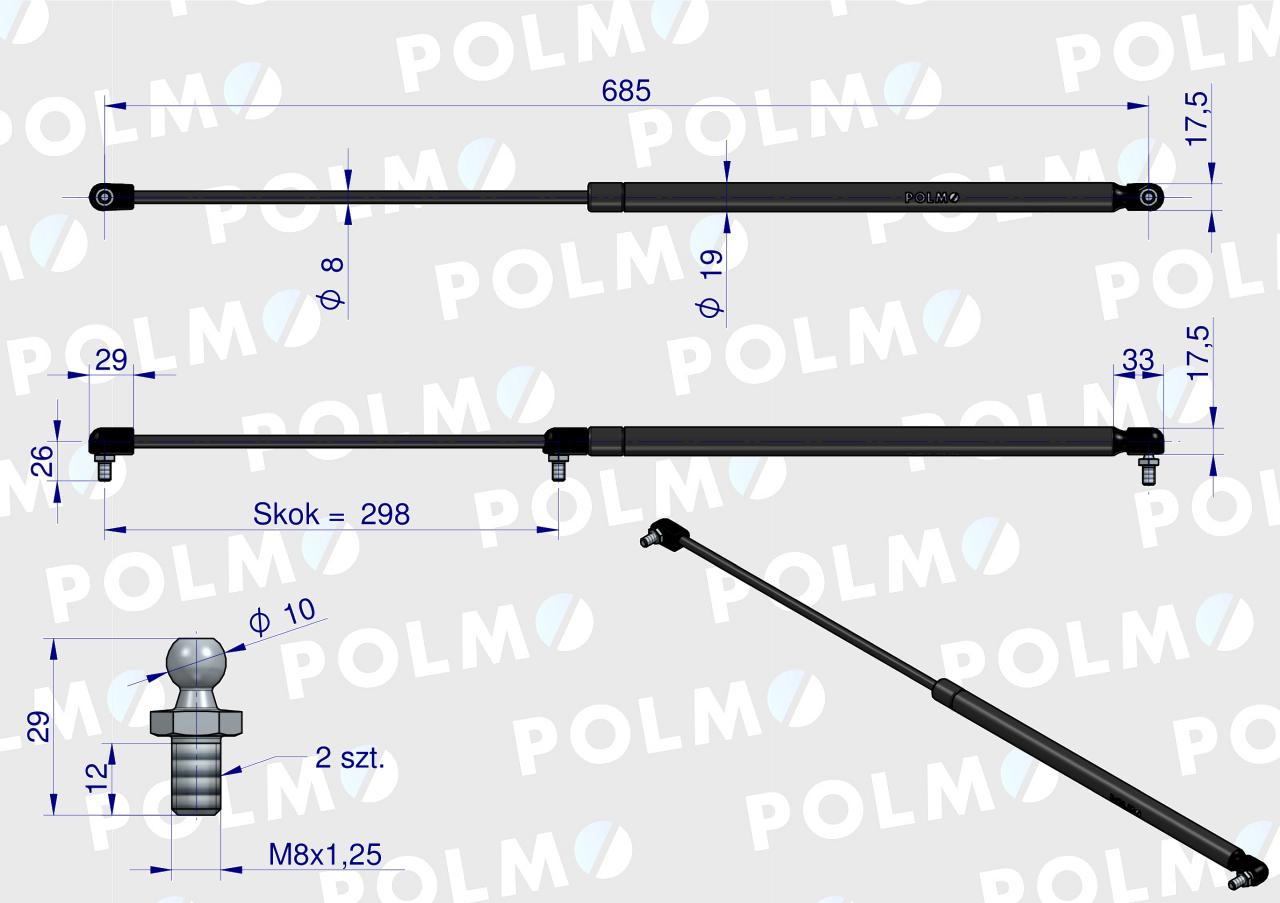 Siłownik dachu 53369912 pasuje do Zetora Proxima Forterra POLMO